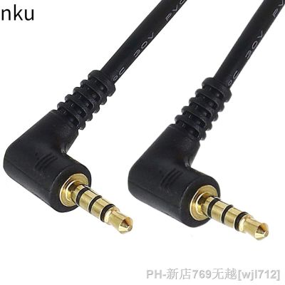 Nku 4Pole 3.5mm 1/8 TRRS Aux Cable 90 Degree Right Angle 3.5 Male-Male Stereo Audio Cord for IPod Smartphones Tablets Handsets