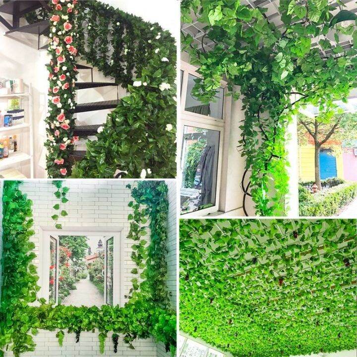 2.4Meter Artificial Green Leaf Garland Plants Vine Fake Plastic Rattan