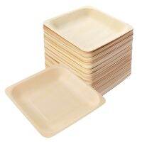 100pcs Square Disposable Wooden Plate Party Plates Tableware for Wedding Restaurant Picnic Birthday 140x140mm