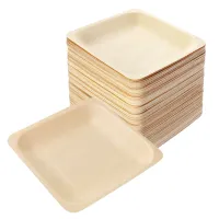 100pcs Square Disposable Wooden Plate Party Plates Tableware for Wedding Restaurant Picnic Birthday 140x140mm