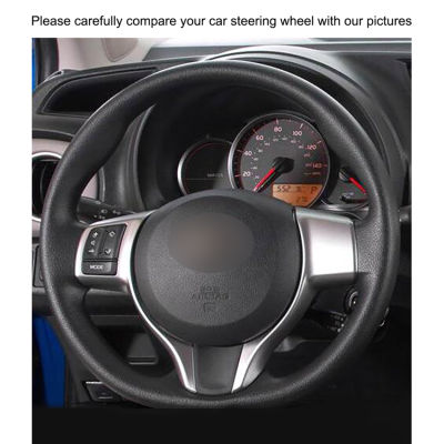 Hand-stitched Black PU Artificial Leather Steering Wheel Cover for Toyota Yaris Verso S Vitz Ractis 2010-2016 Subaru Trezia