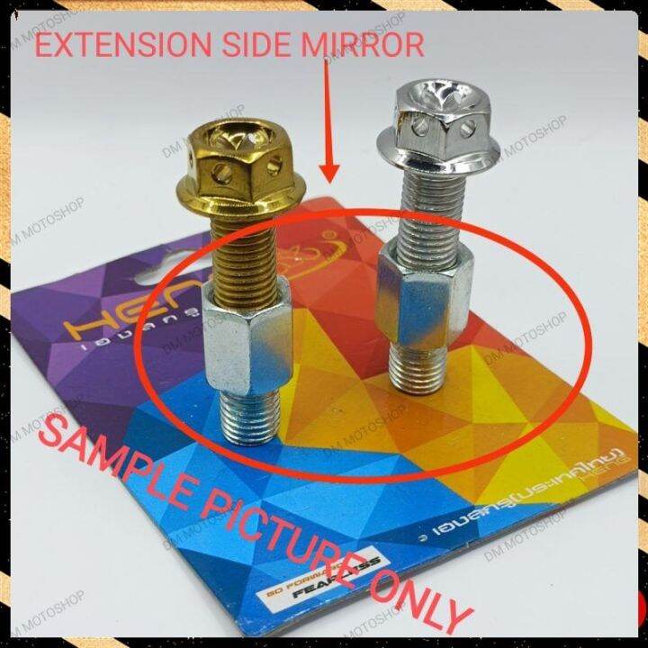 HENG GOLD WHITE Side Mirror Bolts Long Thread with M10 Fine Thread