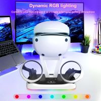 For PSVR2 Magnetic Charging Dock Gamepad Charging Stand VR Glasses Storage Stand With RGB Lighting