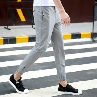 CODff51906at Summer Men Solid Linen Elastic Soft Casual Loose Ankle-Length Pants Plus Size