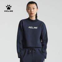 KELME เสื้อสเวตเตอร์เอวสูงคอปกตั้งทรงหลวมมีตัวอักษรเอวสูงเข้ารูปแบบลำลองของผู้หญิงสำหรับฤดูใบไม้ผลิและฤดูใบไม้ร่วง