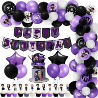 94PCS/set Wednesday Addams birthday party decoration balloon chain banner cake topper