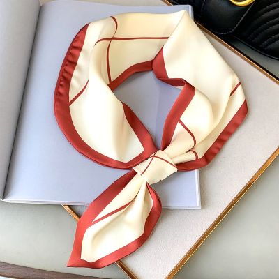 2021 Vintage Silk Scarf Women Double-Sided Tied Ribbon Narrow Scarves Hand Bag Narrow Straps Hair Female