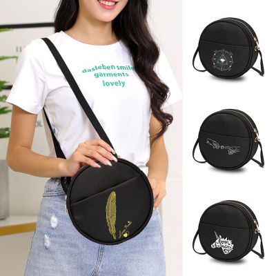 New Small Round Bag Ladies Harajuku Shoulder Portable Messenger Bag Purse Ladies Fashion Printing Cosmetic Storage Bags