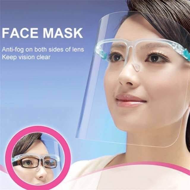 พร้อมส่ง-face-shield-ชิว-หน้ากากคลุมหน้า-ช่วยป้องกันละอองฝอย-หน้ากากใส-หน้ากากกันน้ำลาย-แบบติดกับแว่น-face-sheild-sาคาต่อชิ้น