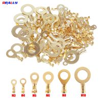 100PCS Open Barrel Wire Crimp Copper Terminal Connerctor- Non-Insulated Ring Lugs Crimp Cable Connector Wires Leads Adapters