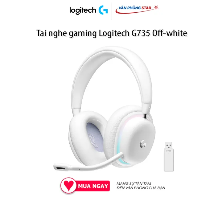 Tai Nghe Gaming Không Dây Logitech G735 Off White Kết Nối Bluetooth Led Rgb Kích Thước Driver 8091