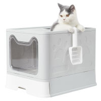 BingoPaw กระบะทรายแมว พับเก็บได้ ปิด ห้องน้ำแมว Cat Litter Box with Scoop Drawer ถอดทำความสะอาดได้