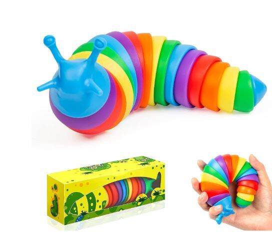 Caterpillar Fidget Toys for Todders Kids Adults, Realistic Snail Worm ...