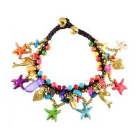 Cute Starfish Shell Coral Charms Bracelet Colorful Beads Woven Rope Handmade Bracelets for Women Bohemian Statement Jewelry Charms and Charm Bracelet