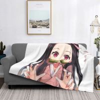 Japan Anime Cute Nezuko Fleece Throw Blanket Demon Slayer Blanket for Home Couch Ultra-Soft Bed Rug