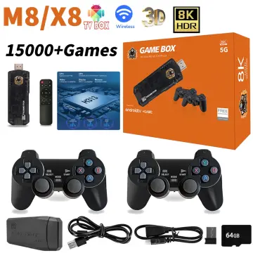 X8 Dual System Android Game Stick 4K Mini Video Game Console 64GB 10000  Free Games Support WIFI With Wireless Gamepads