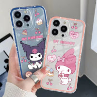 สำหรับ iPhone 13 Pro Max 14 12 iPhone 11 XR 8 7 SE 2022น่ารักเพื่อนที่ดีที่สุด Kuromi Melody โชคดีมาที่มีคุณภาพสูงตารางขอบอากาศเบาะปกเต็มเลนป้องกันล้าง Tranparent กรณี TPU