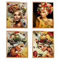 ▤✎ Flower Women Art Printed Canvas Cross-Stitch Complete Kit DIY Embroidery DMC Thread Knitting Hobby Handiwork Painting Home Decor