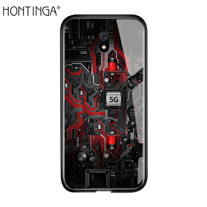 hontingaเคสโทรศัพท์มือถือxiaomi-redmi-8a-เคสมือถือเทคโนโลยีแผ่นวงจรรุ่นสำรวจเคสด้านหลังเป็นกระจกเทมเปอร์