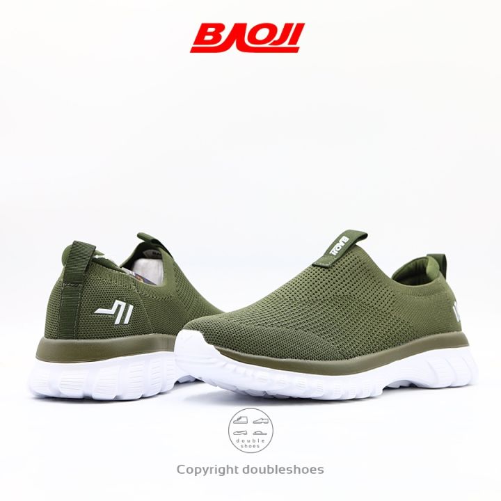 baoji-รองเท้าวิ่ง-รองเท้าผ้าใบชาย-สลิปออน-รุ่น-bjm650-สีดำล้วน-กากี-ดำขาว-กรม-ไซส์-41-45
