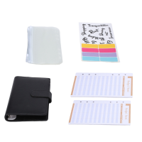A6 Notebook Budget Binder with PU Leather Cover, 8 Plastic Binder Pockets and 24 Expense Budget Sheets