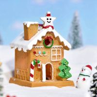 2 PCS House with Lights Nativity Decor Miniature House Nativity Ornaments Lighted Gingerbread House Christmas LED