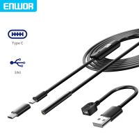 ENWOR Industrial Endoscope Camera IP67 Waterproof 5.5mm 7mm 3IN1 For Android Phones PC USB Endoscope Camera 6LEDs Adjustable Cables Converters