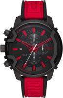 Diesel Mens Griffed Stainless Steel Chronograph Quartz Watch Red