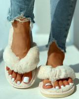 Women Faux Fur Flip Flops Spring Casual House Furry Slip on Flats Slippers Fashion Pink Soft Cozy Female Indoor Slides Slippers