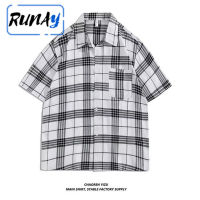 เสื้อ MODE Korea เสื้อแขนสั้นลายสก๊อตนักเรียนใหม่ฤดูร้อน RUNAY เสื้อหล่อเสื้อแจ็คเก็ตของผู้ชายภายใน