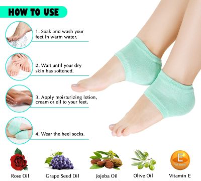 JA LENG ถุงเท้าบำรุงส้นเท้า ช่วยบำรุงส้นเท้าที่แตก Vitamin Gel Socks ถุงเท้าเจลบำรุงส้นเท้า