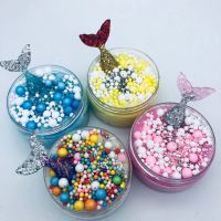 4pcs/pack Mermaid Cloud Slime Crystal Mud Cotton Clay Plasticene DIY Decompression Modeling Toys Bubble Ball Silk Mud Slime Gift
