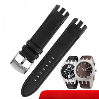 MLQ-48สำหรับ Swatch สายนาฬิกาหนังแท้ Yts401 402 409 713Ytb400ตัวล็อกแบบผีเสื้อเหล็กแข็งโค้งนูนสายนาฬิกา20มม.