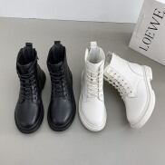 Giày bốt ulzzang nữ chữ FASHION cổ cao da lì cực đẹp