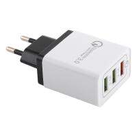 AR-QC-03 2.1A 3พอร์ต USB ที่ชาร์จสำหรับเดินทางที่ชาร์จเร็วปลั๊ก EU (สีดำ) (มีในสต็อก)