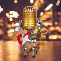 Metal Microphone Robot Light with Guitar Touch Dimmer Night Lamps Household Figurines Decoration Lighting Lamps