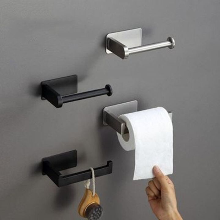 Matte Black Toilet Paper Holder Toilet Roll Holder Self-Adhesive No  Drilling St