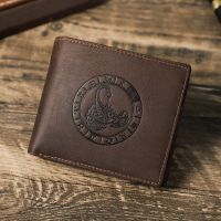 Hiram genuine leather embossing wallet for men 12 constellations custom logo stamping rfid card holder wallet male coin purse Card Holders