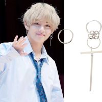 ของขวัญ MANHOODSTORE6RE6สำหรับผู้หญิงผู้ชายเงินเกาหลีสตั๊ด Kim TaeHyung KPOP Bangtan ต่างหูเด็กชาย