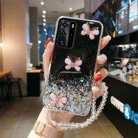 ร้อน hanoe413 - /หรูหราน่ารัก Bling Glitter Lanyard เคสโทรศัพท์ซิลิโคนสำหรับ Huawei P40 P30 P20 P10 Lite Pro Mate 40 30 20สายรัดบางเฉียบ