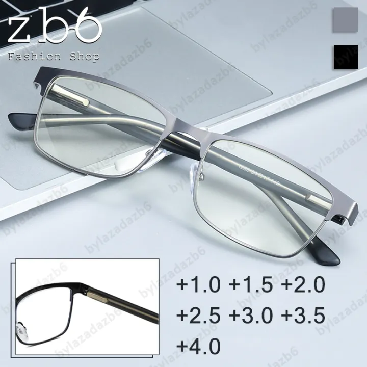 Business Reading Glasses Men's Sturdy Elastic Metal Eyeglasses Men Plus