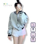 SIÊU ĐẸP  ÁO KHOÁC BOMBER NỮ CÚC BẤM 2 LỚP HOT TREND - CLITUS FASHION