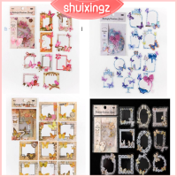 SHUIXINGZ 120ชิ้นสติกเกอร์สัตว์เลี้ยงหลากสีสติกเกอร์ผีเสื้ออุปกรณ์สิ้นเปลืองสำหรับสมุดปิดภาพกรอบสติ๊กเกอร์ DIY