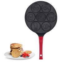 Pancake Maker - Non-Stick Pancake Pan Griddle Grill Pan Mini Crepe Maker 7-Mold Pancakes with Silicone Handle