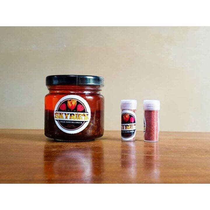 SKYRIE'S CAROLINA REAPER CHILI GARLIC OIL 120ml AND 1 POWDER(100