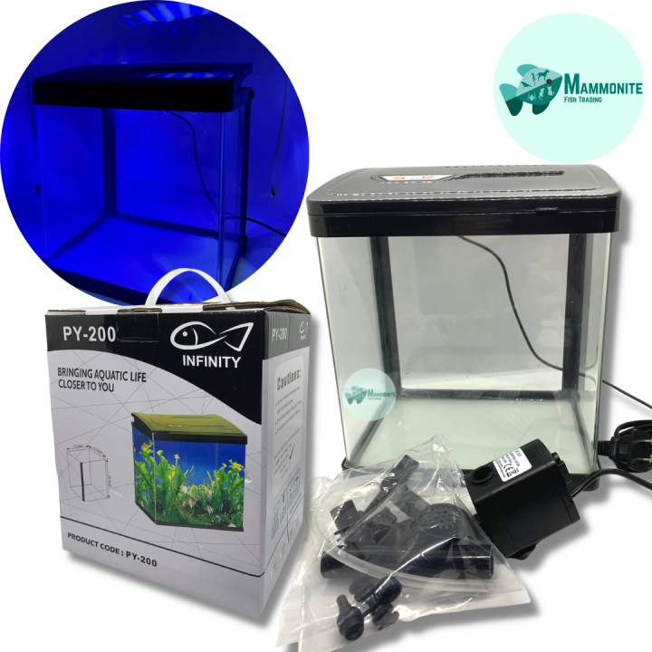 Aquarium Fish Tank BuiltIn LED Lamp with Filter Pump Infinity PY200