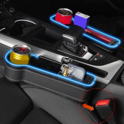 hotx 【cw】 USB Charging Car Crevice Storage Colorful Slit Catcher Organizer Card Bottle Cups Holder