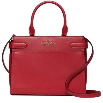 Kate Spade Staci Half Moon Small Shoulder Bag Crossbody Red Currant Leather