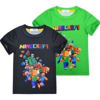 (Baixiang Flower City)   Christmas☄◐ Minecraft Summer Polyester Cotton Short Sleeve T-Shirt Childrens Wear Children Boy Sets Cuhk Childrens Recreational Round Collar Render Unlined Upper Garment