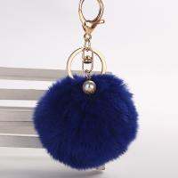 Fashion Faux Rex Rabbit 8cm Fur Ball Key Ring Chain Women Bag Keychain Men Car Plush Keyring Trinket Wedding Jewelry Girl Gift